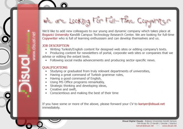 We are Looking For Full-Time Copywriter